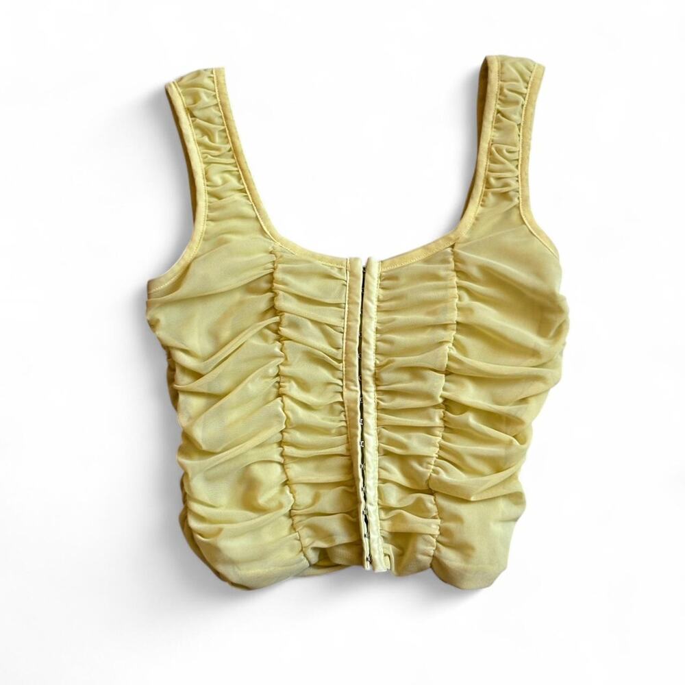 Y2K Ruched Yellow Mesh Tank – Coquette Hook Front[L]